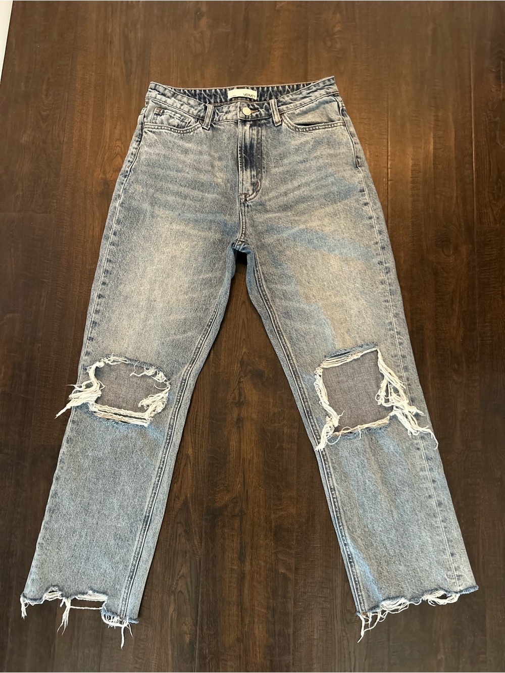 Light Blue Distressed Straight-Leg Women’s Jeans